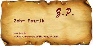Zehr Patrik névjegykártya